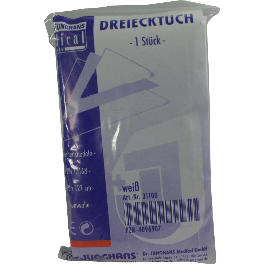 Verpackung mit einem weißen Dreiecktuch aus Baumwolle.