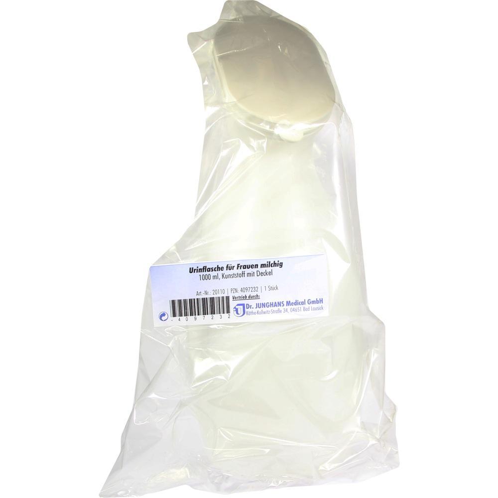 Transparente Kunststoffflasche für Frauen mit Deckel, verpackt in Plastik.