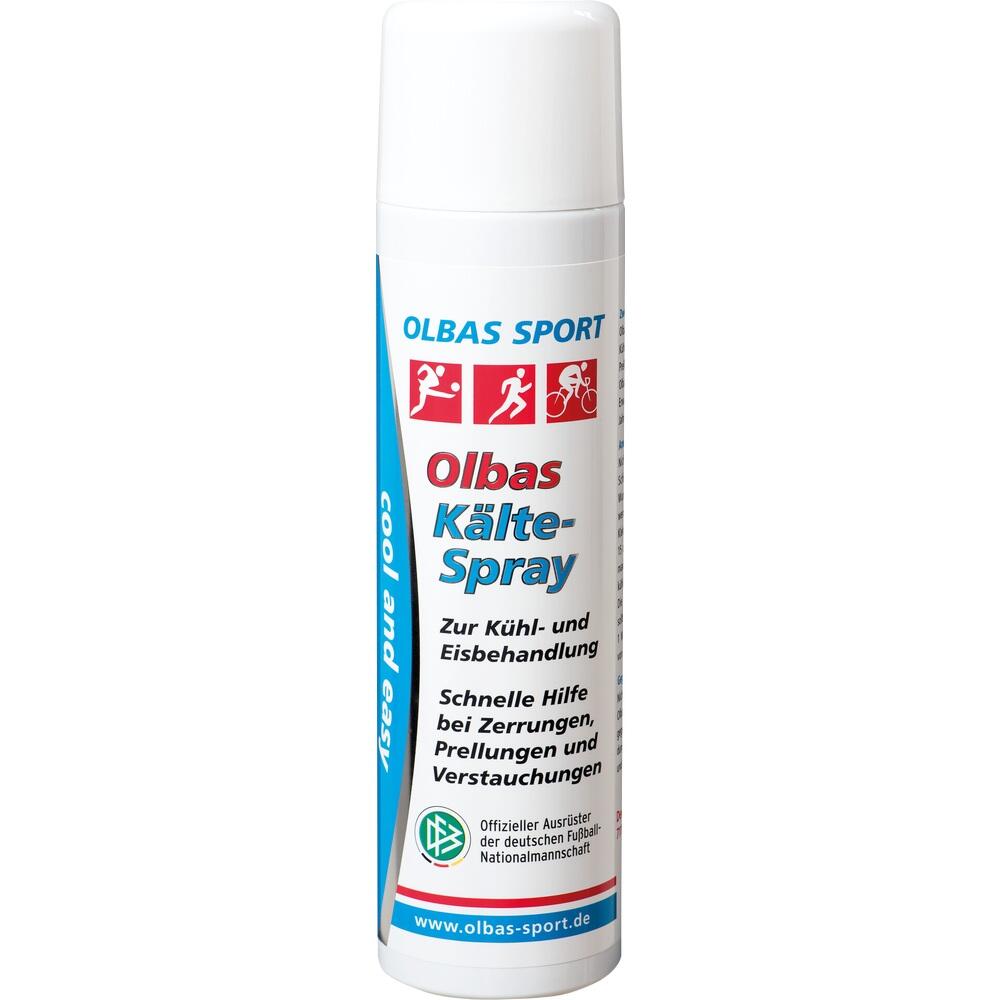 Eine wei&szlig;e Spraydose mit der Aufschrift "Olbas K&auml;lte-Spray".