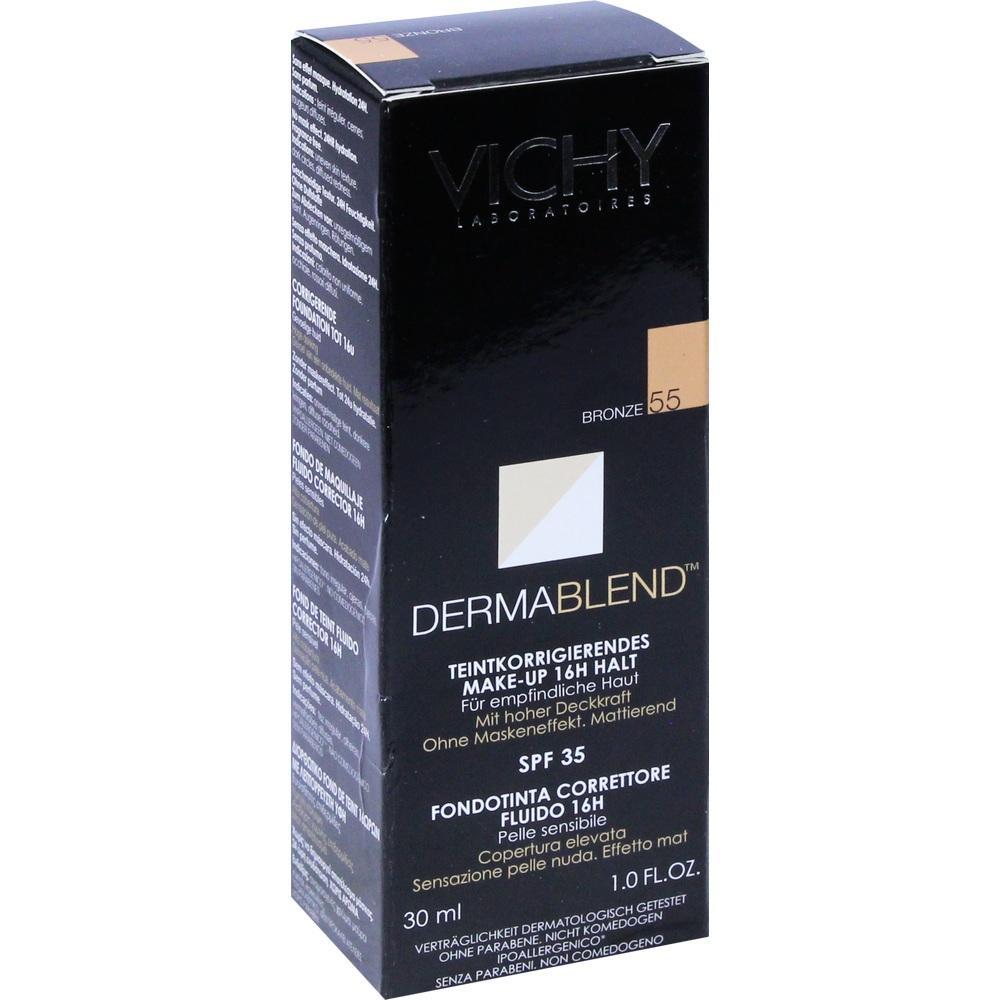 Schwarze Verpackung von Vichy Dermablend Make-up in der Farbe Bronze 55.