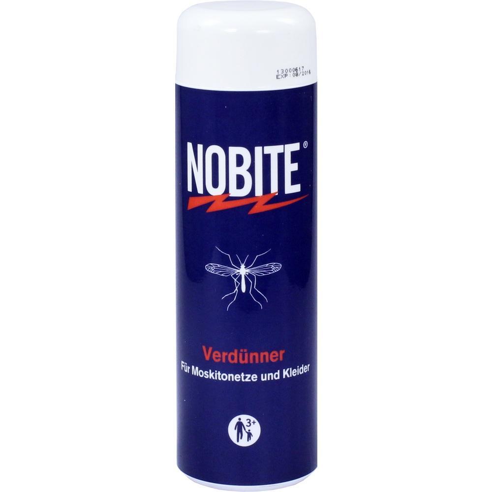 Eine blaue Sprühdose mit der Aufschrift "Nobite" gegen Mücken.