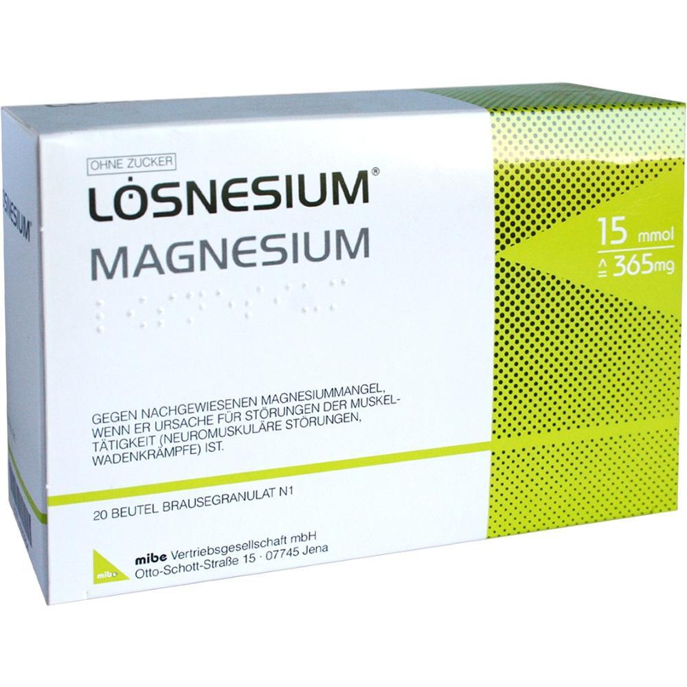 Verpackung von Magnesium-Granulat zur Behandlung von Magnesiummangel.