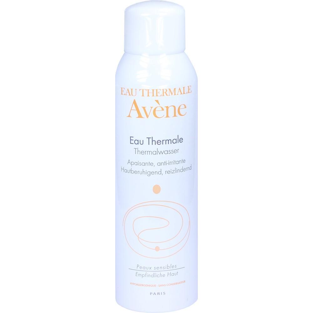 Eine weiße Sprühflasche mit der Aufschrift "Avène Thermalwasser".
