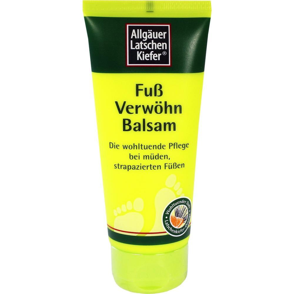 Eine gelbe Tube mit Fuß Verwöhn Balsam für müde Füße.