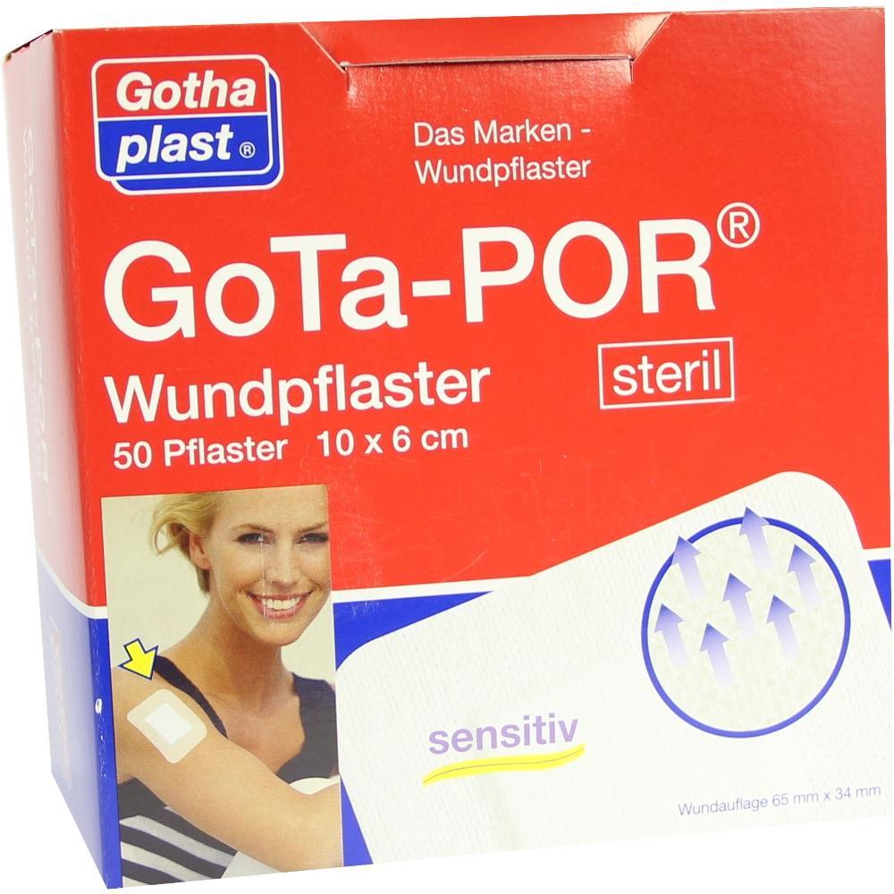 Rote Packung mit Wundpflastern von GoTa-POR, für sensible Haut geeignet.