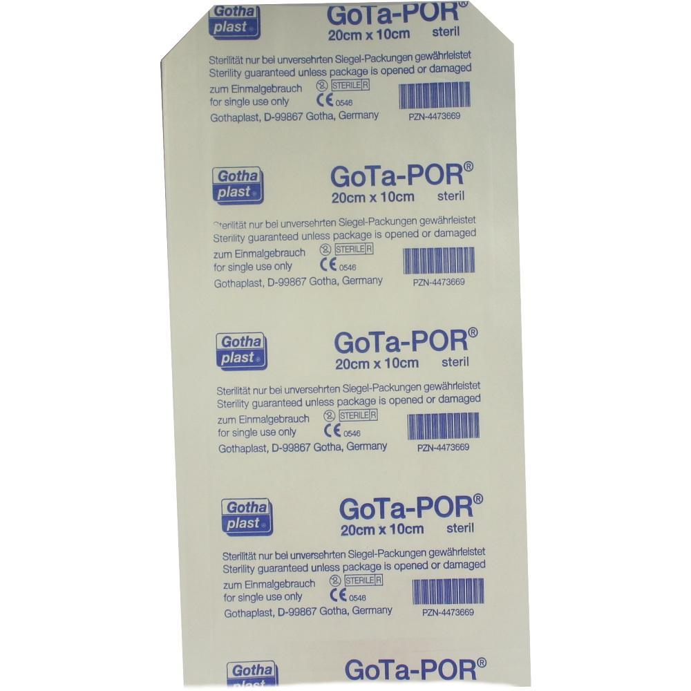 Verpackung eines sterilen Verbandes von GoTa-POR, Größe 20 x 10 cm.