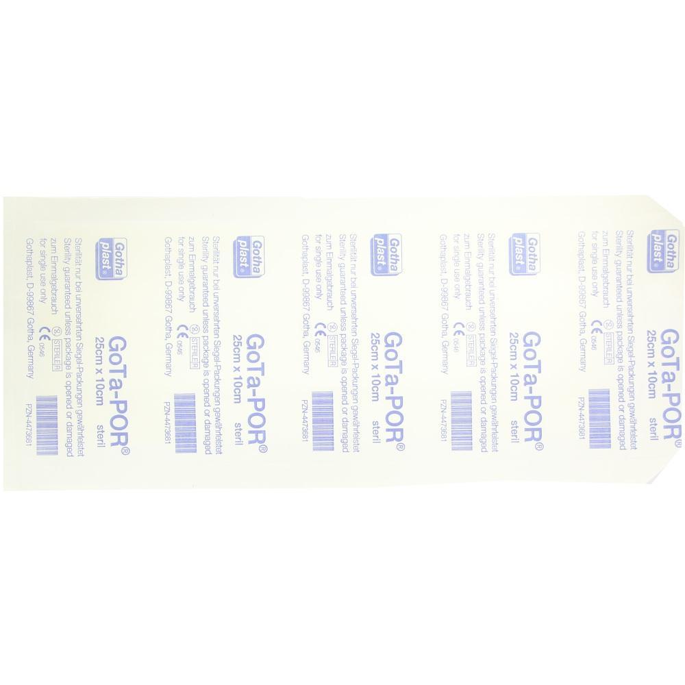 Eine Rolle steriler Klebestreifen mit blauer Aufschrift.