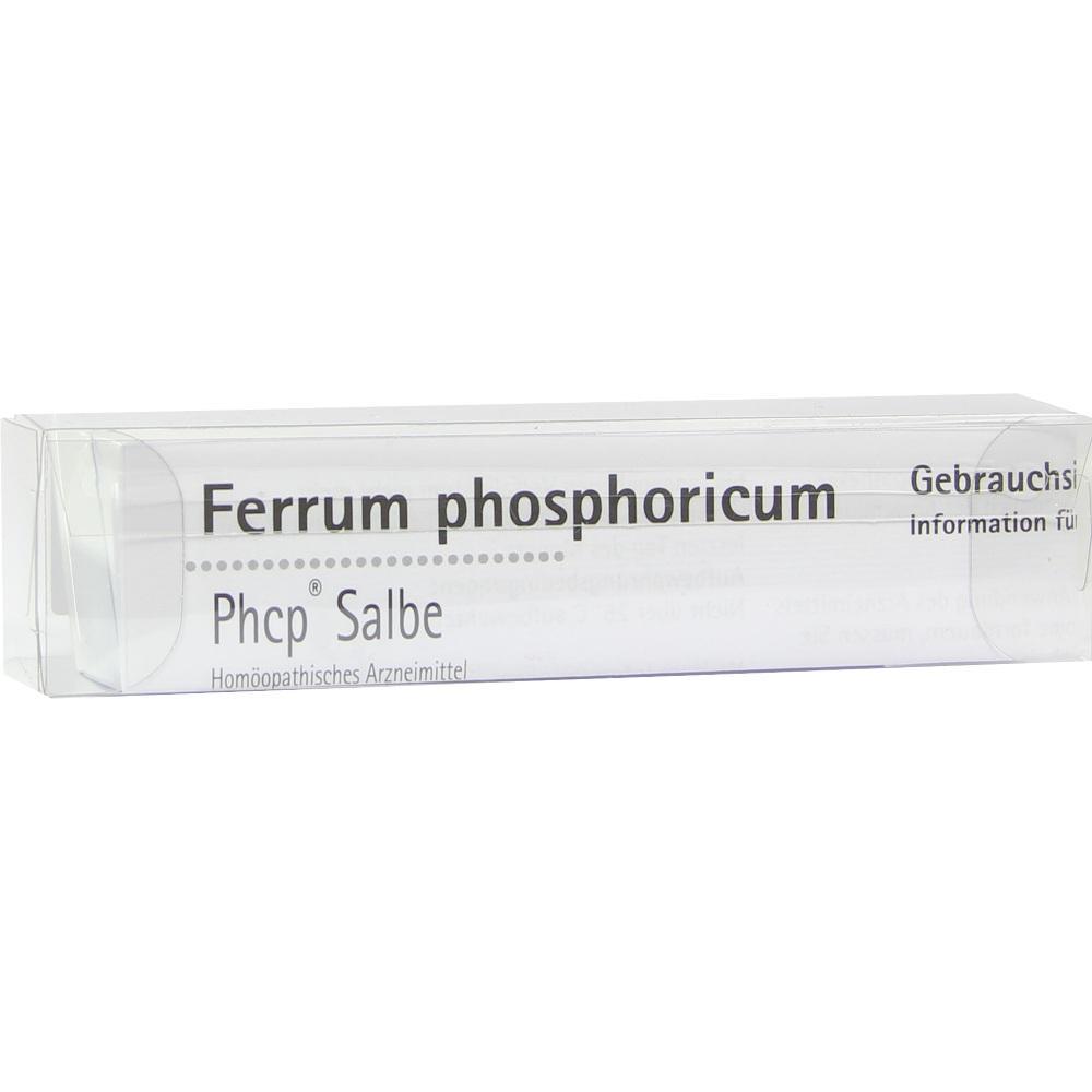 Wei&szlig;e Verpackung einer hom&ouml;opathischen Salbe mit der Aufschrift "Ferrum phosphoricum".