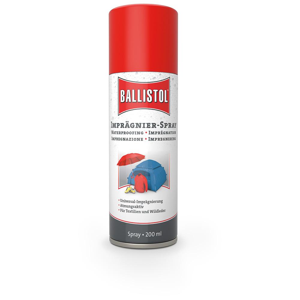 Eine Sprühdose von Ballistol Imprägnierspray mit rotem Deckel.