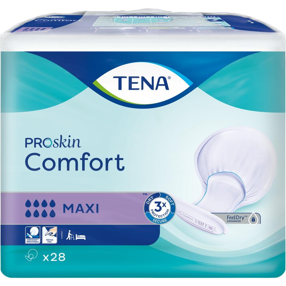 Eine Packung TENA ProSkin Comfort Inkontinenzeinlagen mit 28 Stück.