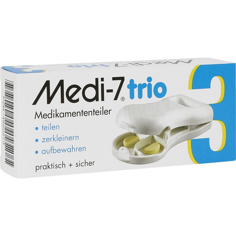 Verpackung eines Medikamententeilers, der Tabletten teilen, zerkleinern und aufbewahren kann.