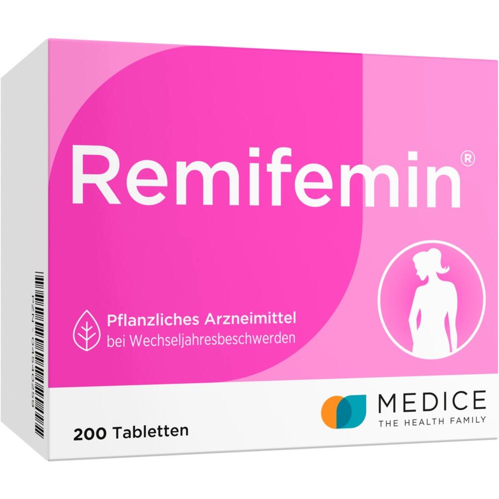 Eine rosa Packung mit dem Aufdruck "Remifemin", 200 Tabletten.