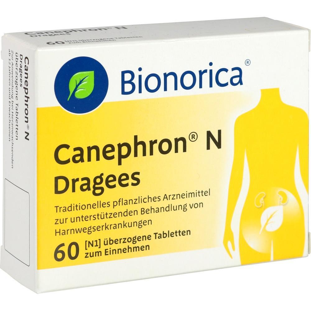 Packung Canephron N Dragées, ein pflanzliches Mittel für die Harnwege.
