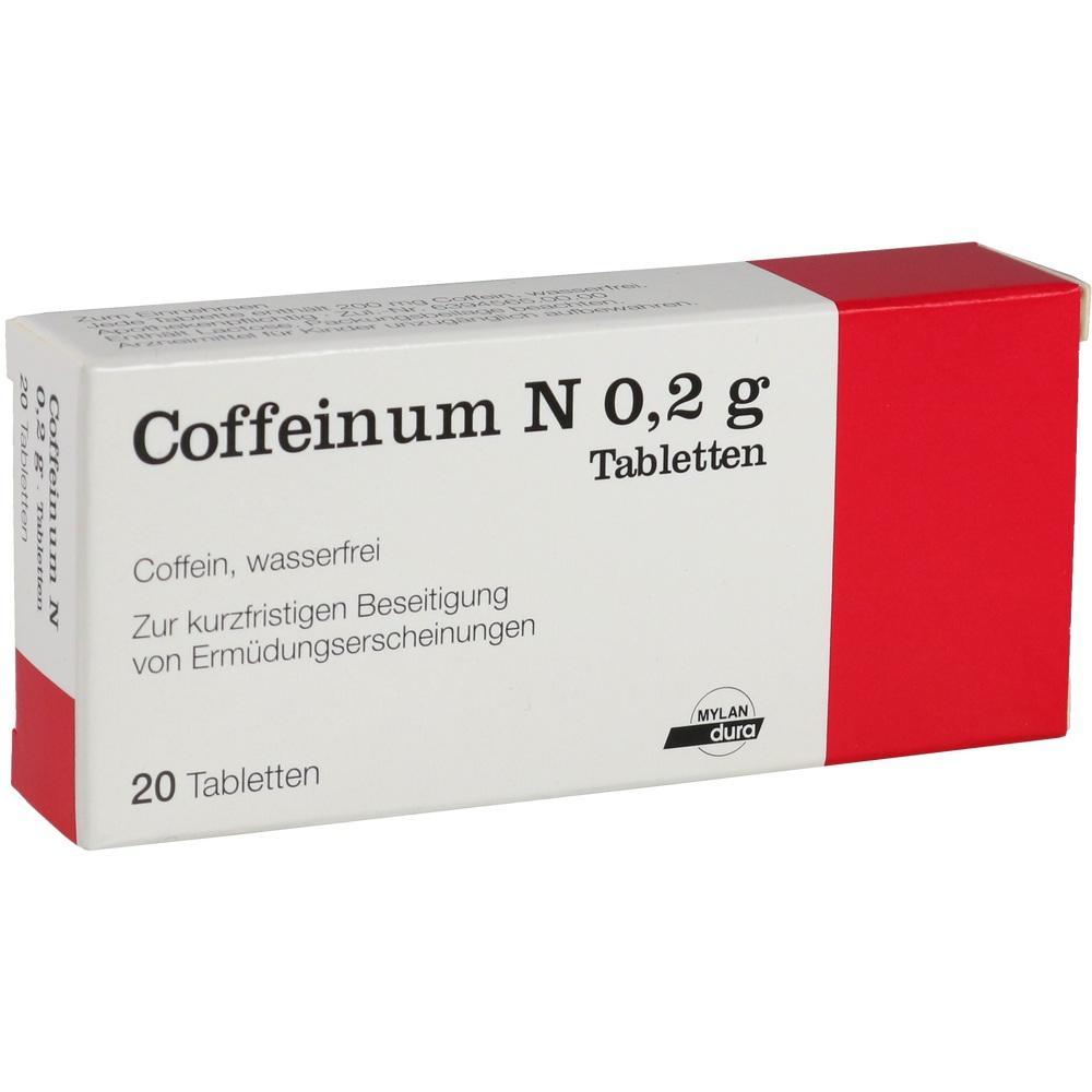 Eine Packung mit 20 Tabletten gegen Müdigkeit mit Koffein.