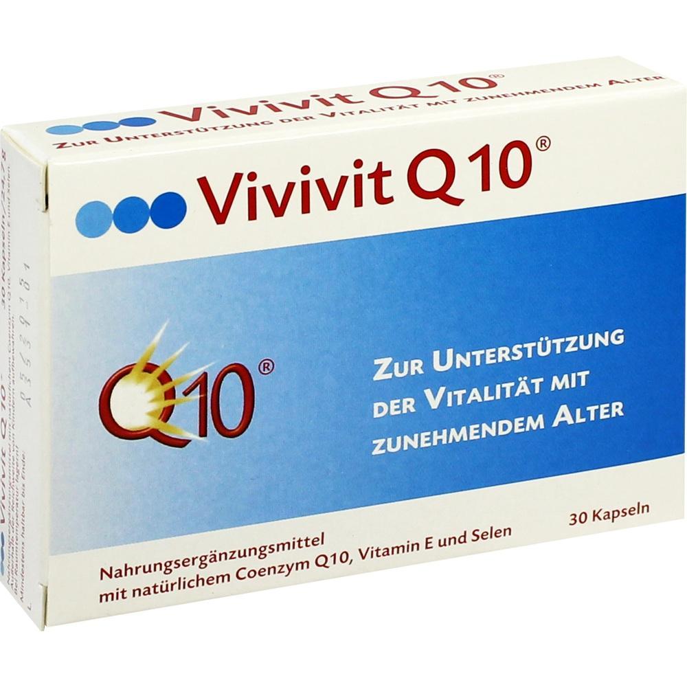 Eine Packung Vivivit Q10 Kapseln zur Unterstützung der Vitalität.