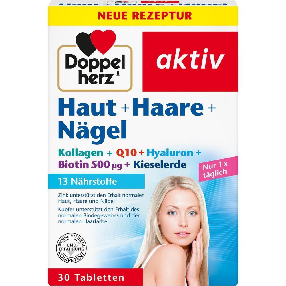 Verpackung von Nahrungsergänzungsmitteln für Haut, Haare und Nägel von Doppelherz.