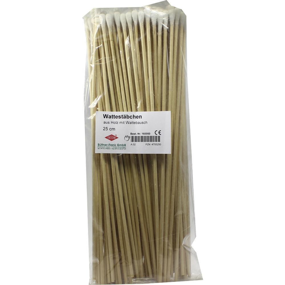 Packung mit langen Wattestäbchen aus Holz mit Watteenden.