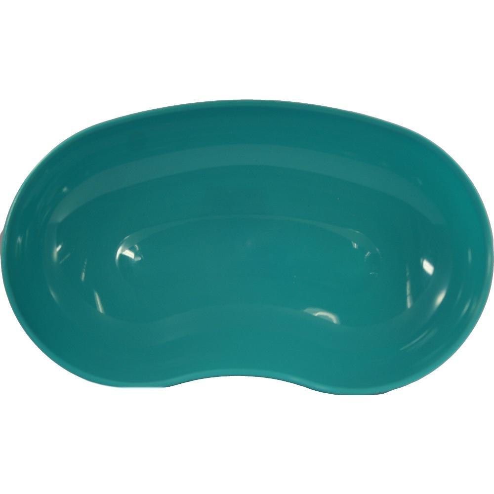 Eine grüne, nierenförmige Plastikschale.