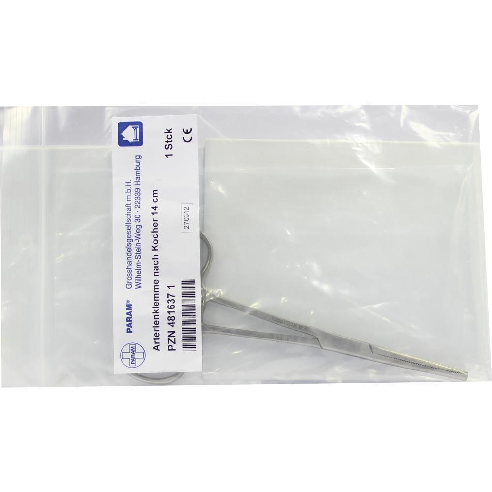 Eine in Plastik verpackte Arterienklemme ist auf dem Bild zu sehen.