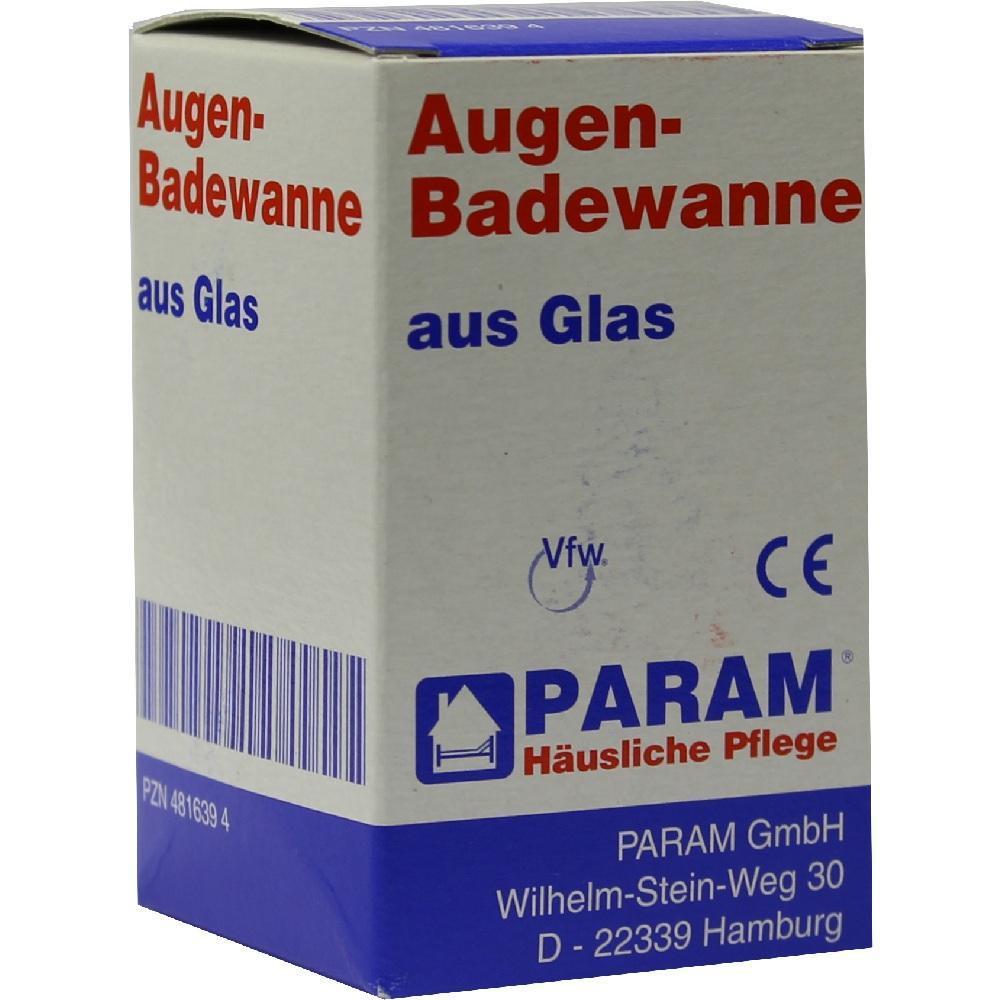 Eine Schachtel für eine Augen-Badewanne aus Glas von der Marke PARAM.
