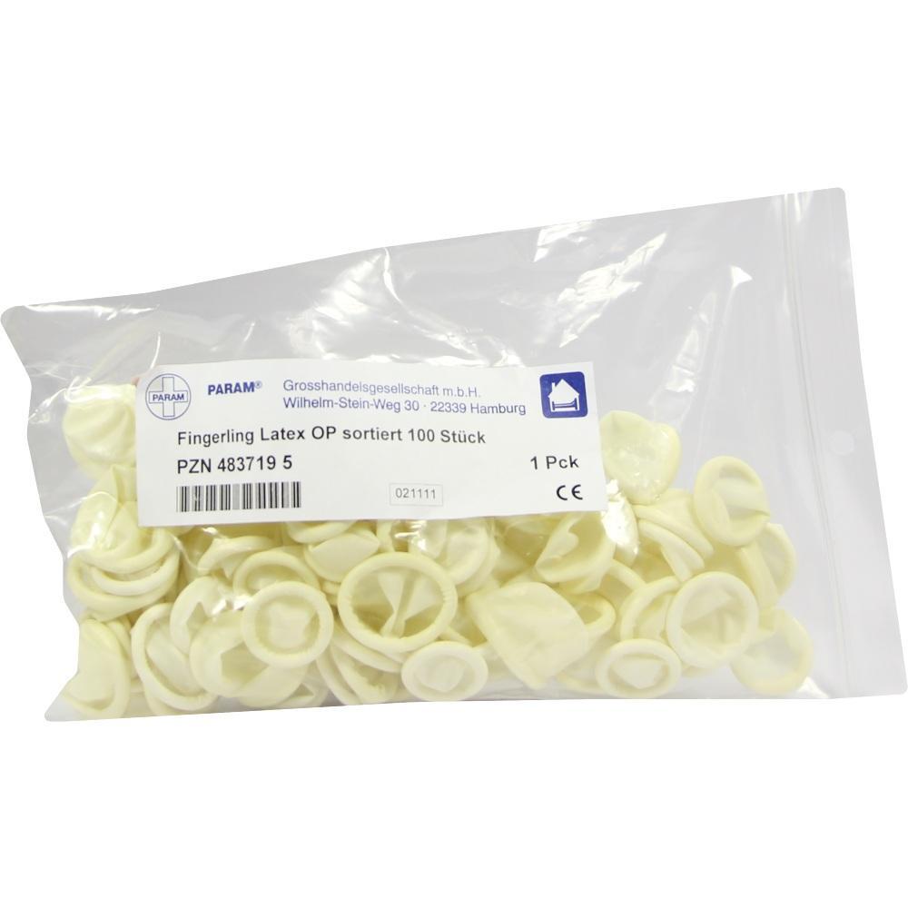 Eine Tüte mit 100 Latex-Fingerlingen für medizinische Zwecke.