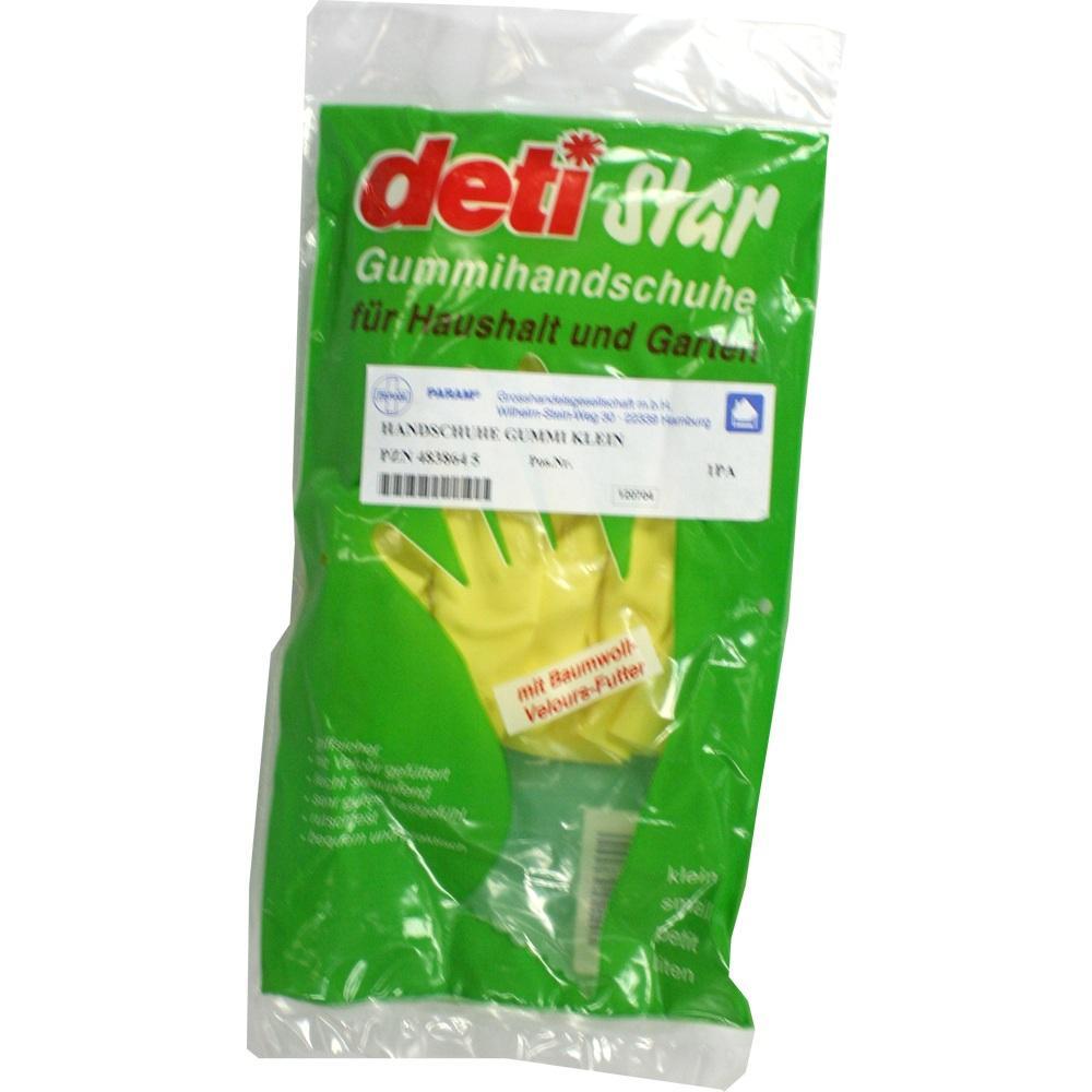 Eine Packung mit gelben Gummihandschuhen für Haushalt und Garten.