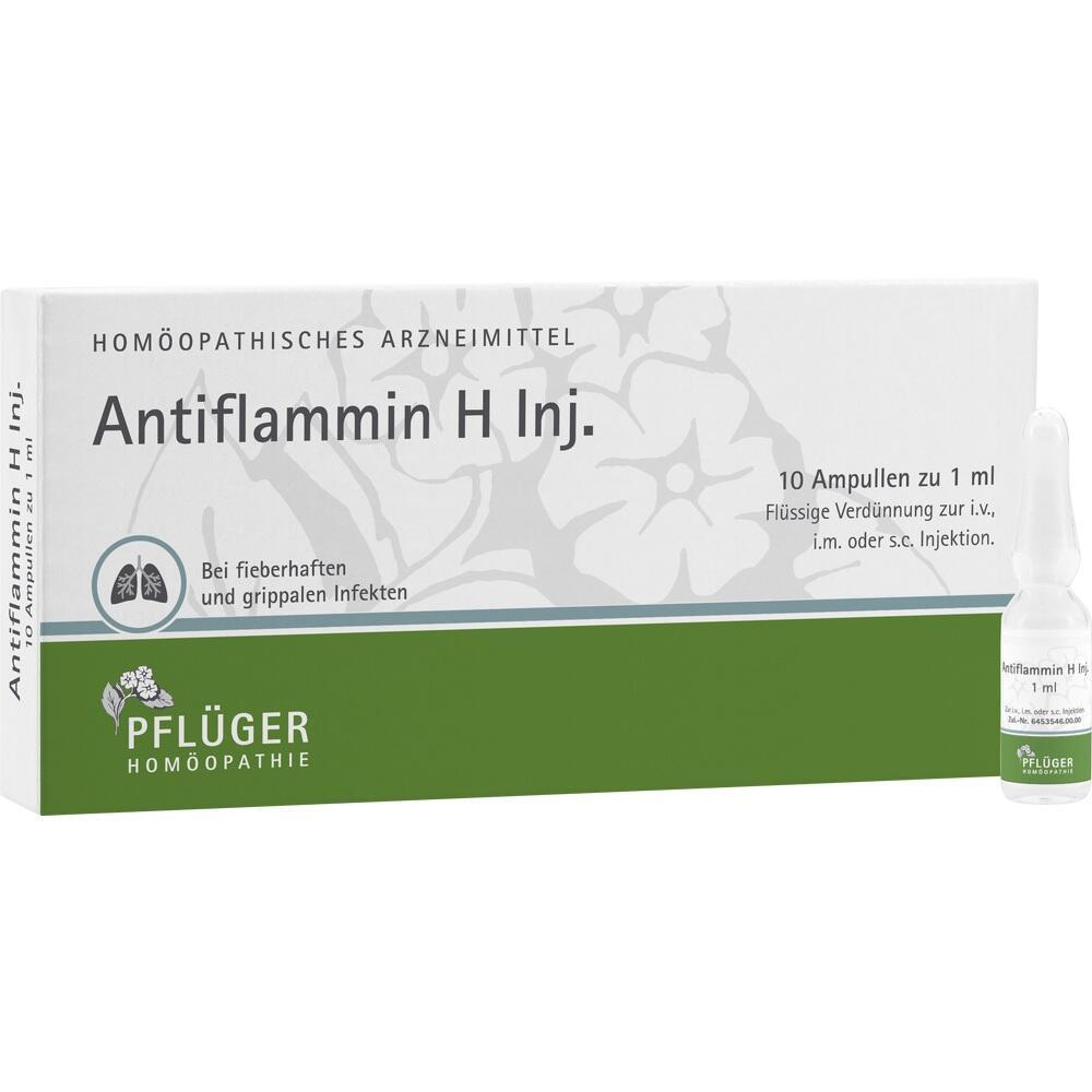 Verpackung von homöopathischen Ampullen "Antiflammin H Inj." zur Behandlung von Infekten.