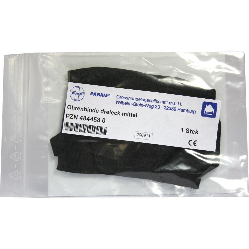 Eine schwarze Ohrenbinde ist in einer durchsichtigen Plastikverpackung.