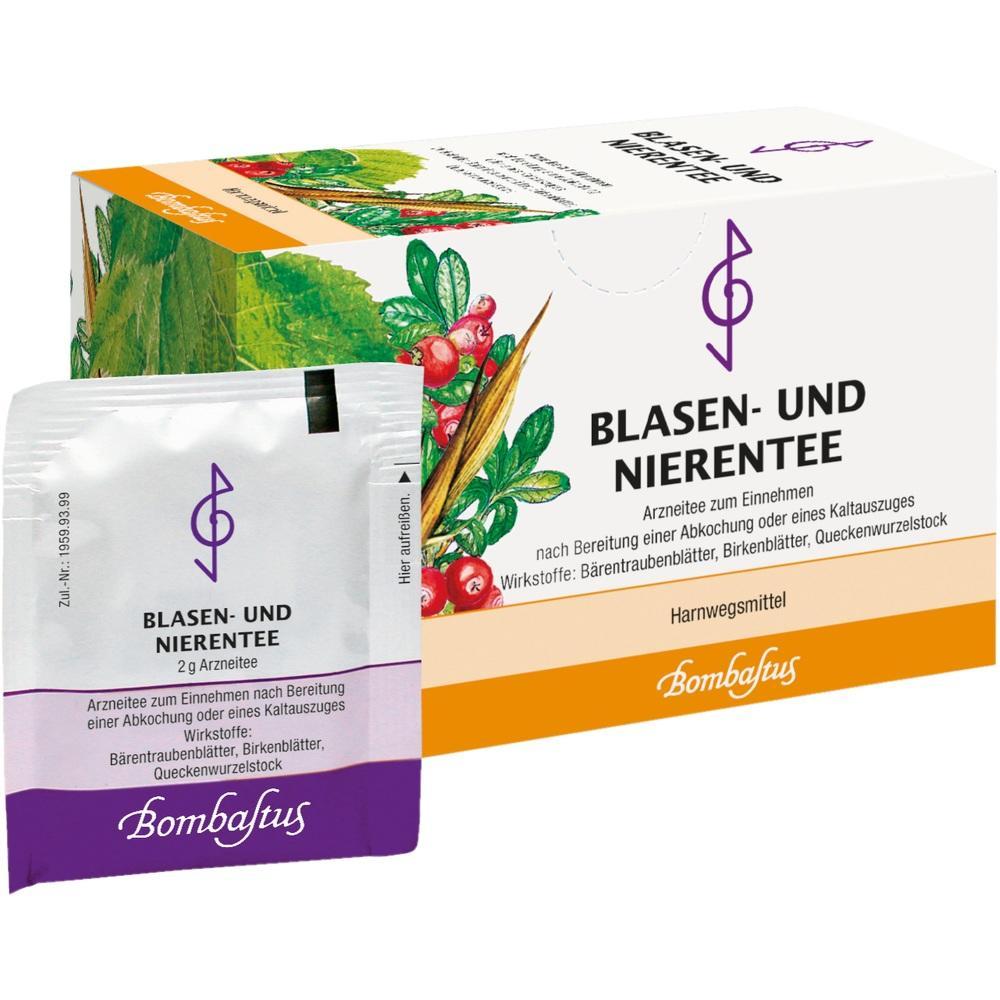 Eine Packung Blasen- und Nierentee mit Kräutern ist abgebildet.