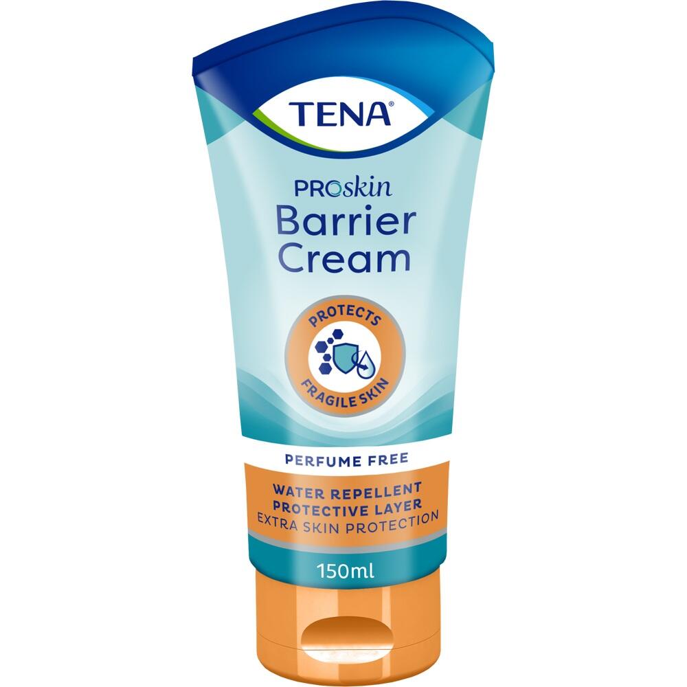 Eine Tube von TENA Hautschutzcreme mit 150 ml Inhalt.