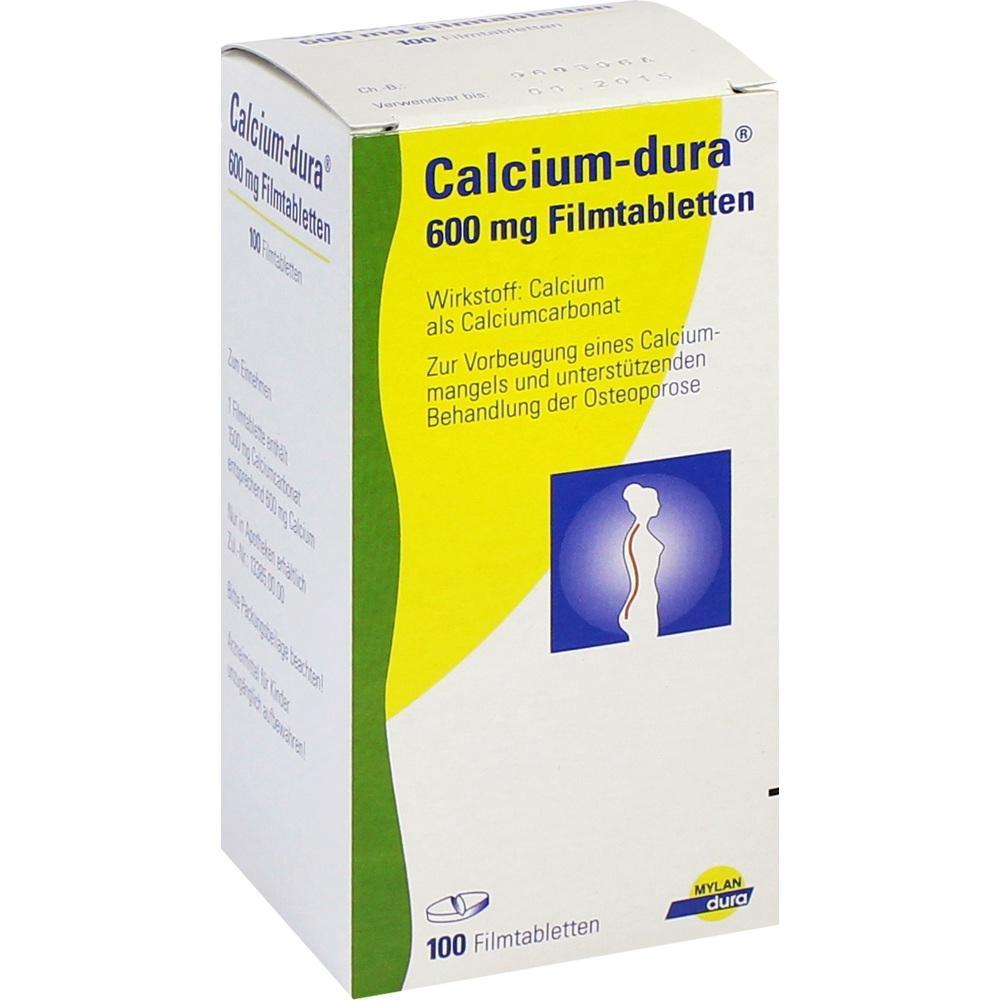 Verpackung von Calciumpräparat für Osteoporosevorbeugung.