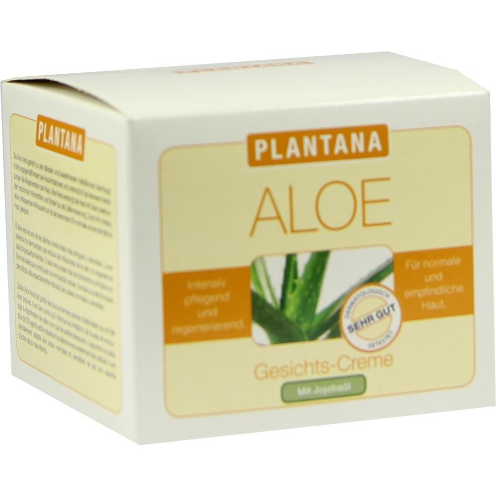 Eine Schachtel Plantana Aloe Gesichtscreme für normale und empfindliche Haut.