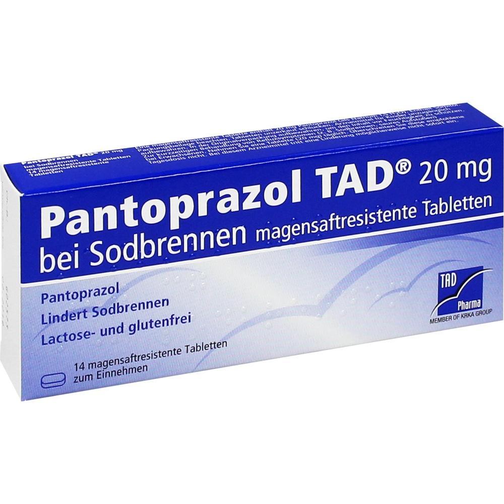 Eine blaue Verpackung von Pantoprazol-Tabletten gegen Sodbrennen.