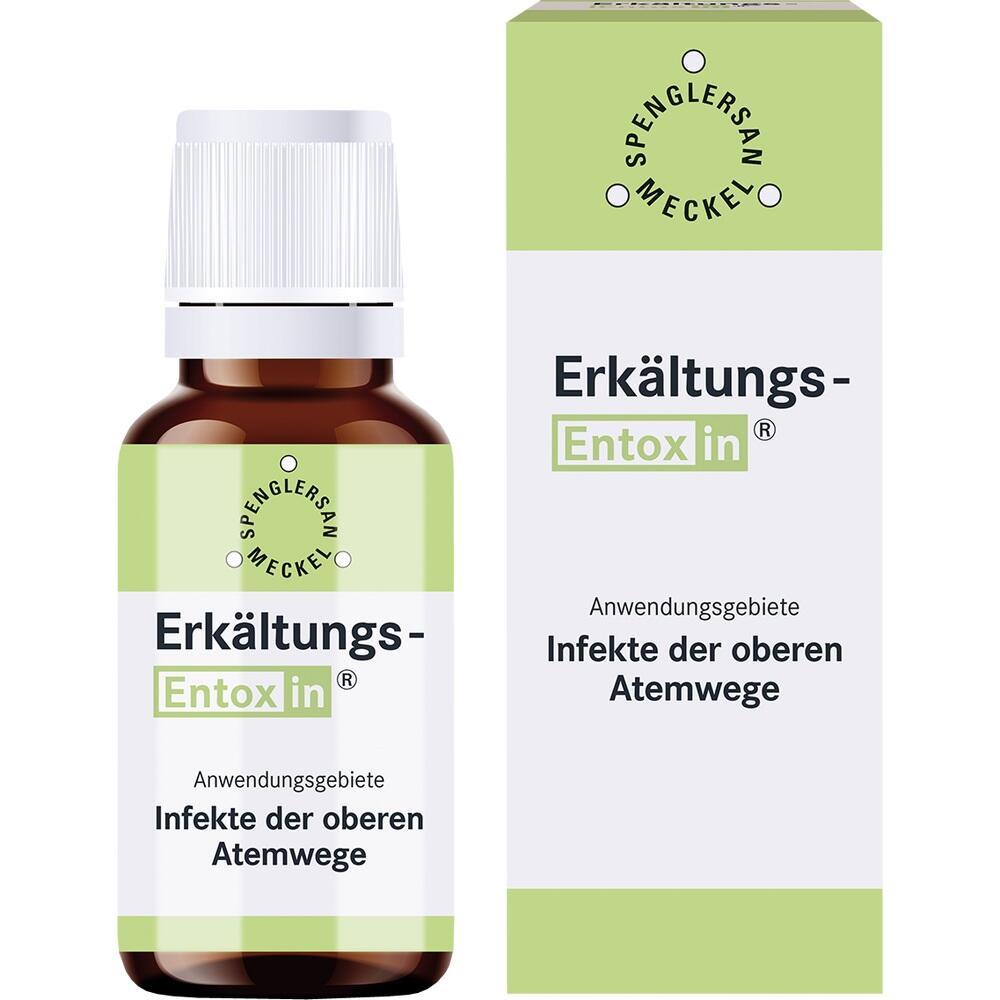 Ein Medikamentenfl&auml;schchen neben seiner Verpackung mit der Aufschrift "Erk&auml;ltungs-Entoxin".
