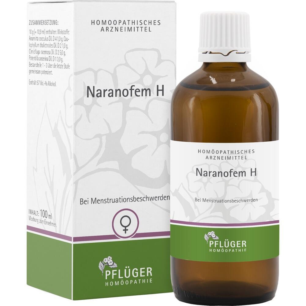 Schachtel und Flasche mit homöopathischem Mittel namens Naranofem H.