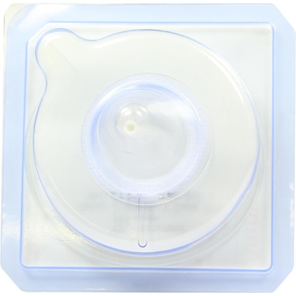 Eine runde, transparente Verpackung mit einem wei&szlig;en, kegelf&ouml;rmigen Inhalt.