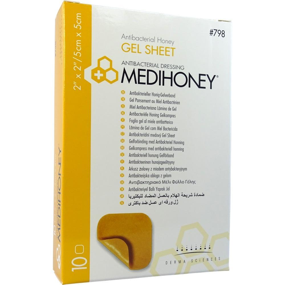 Eine Packung antibakterieller Honig-Gelverband namens Medihoney.