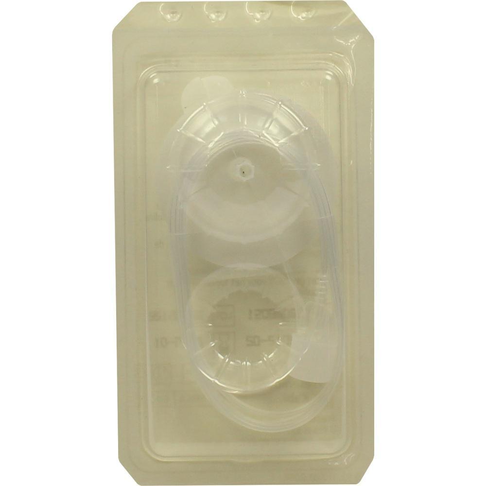 Durchsichtiges Plastikobjekt in einer beigen Verpackung.