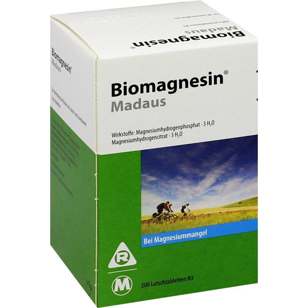 Eine Box mit Biomagnesin Madaus Tabletten gegen Magnesiummangel.