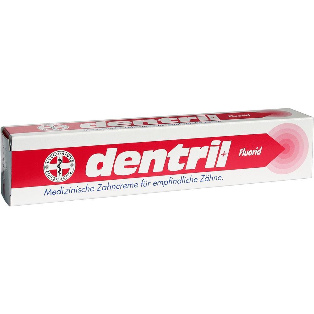 Eine Zahnpasta-Packung für empfindliche Zähne mit der Aufschrift "dentril Fluorid".