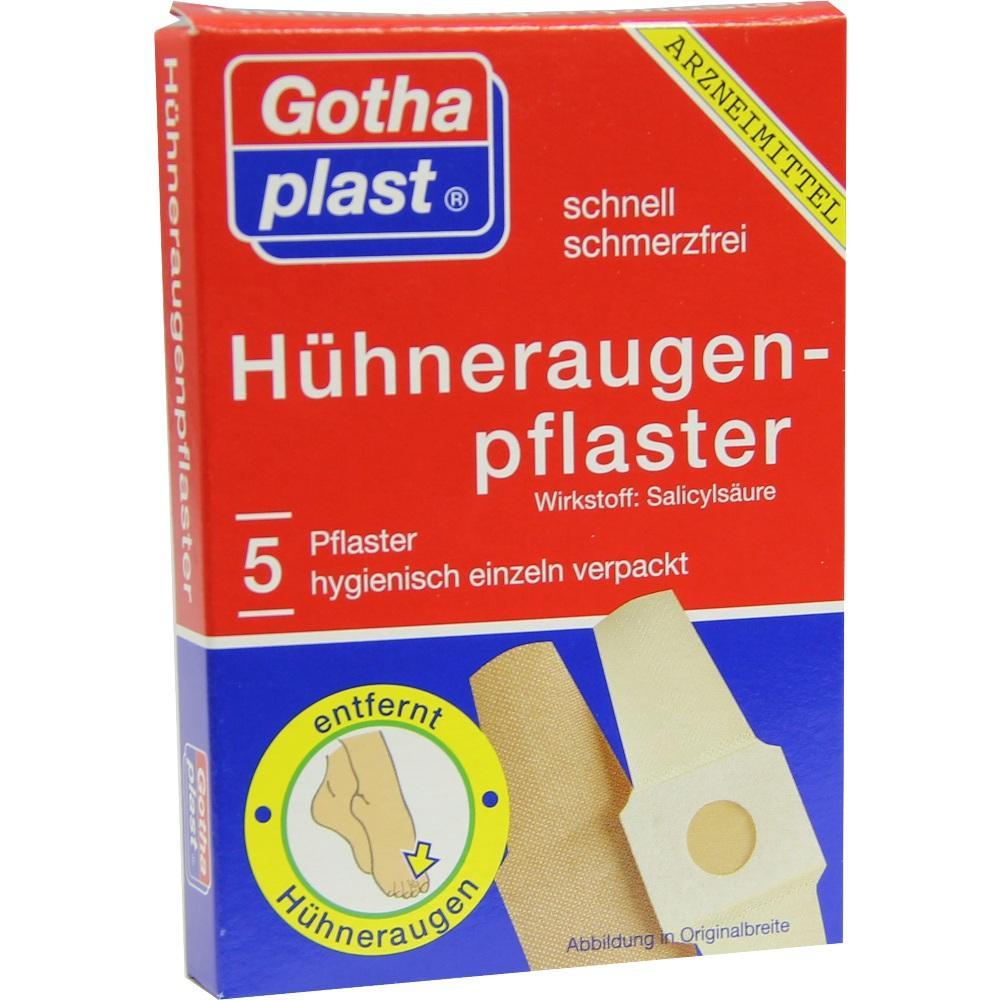 Rote Packung mit Hühneraugenpflaster für die Fußpflege.