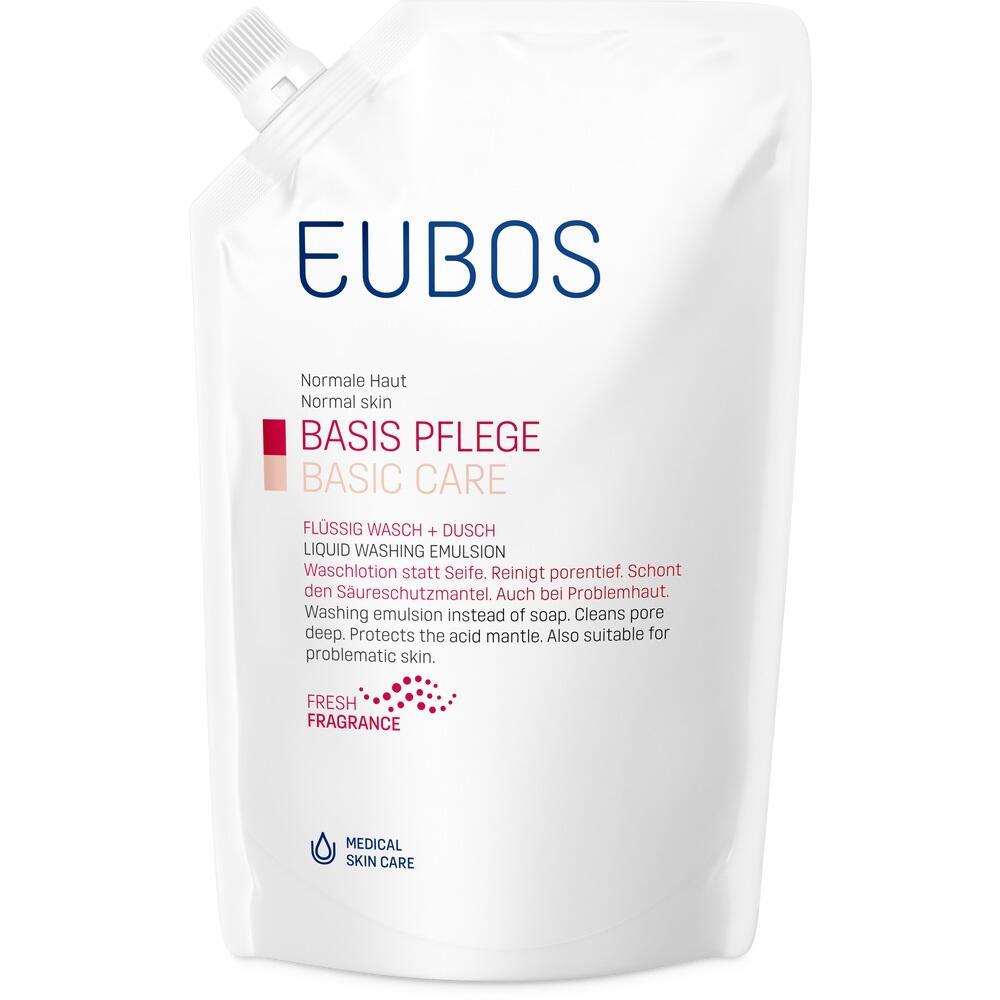 Eine weiße Verpackung mit der Aufschrift "Eubos Basis Pflege".