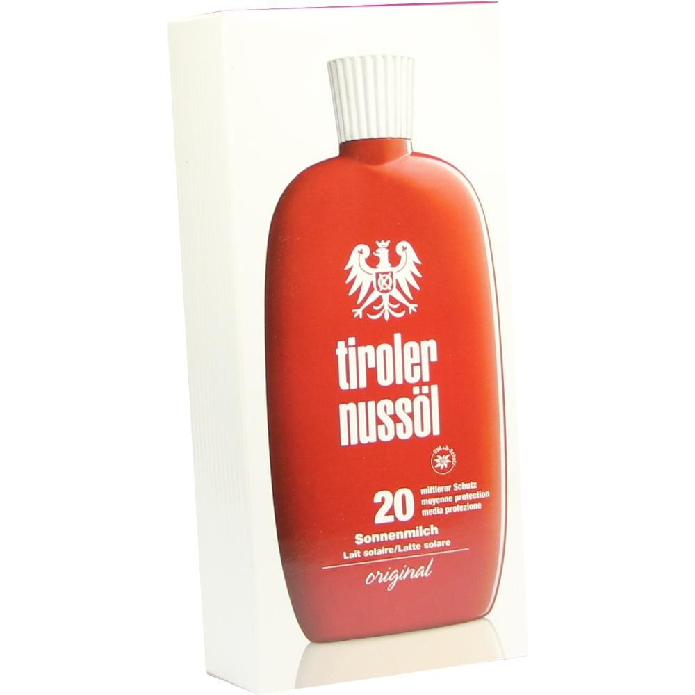Rote Verpackung mit Sonnenmilch von Tiroler Nuss&ouml;l SPF 20.
