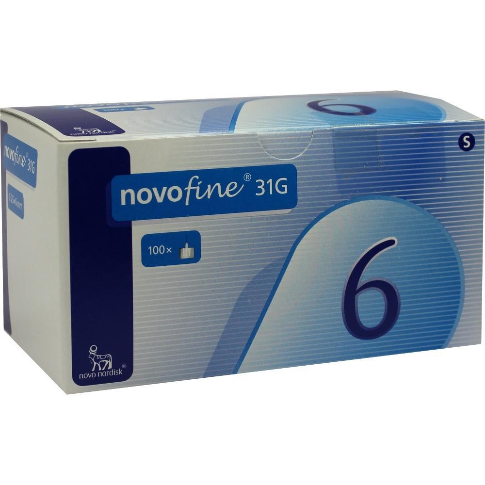 Blaue Packung mit der Aufschrift "novofine 31G", enth&auml;lt 100 Nadeln.