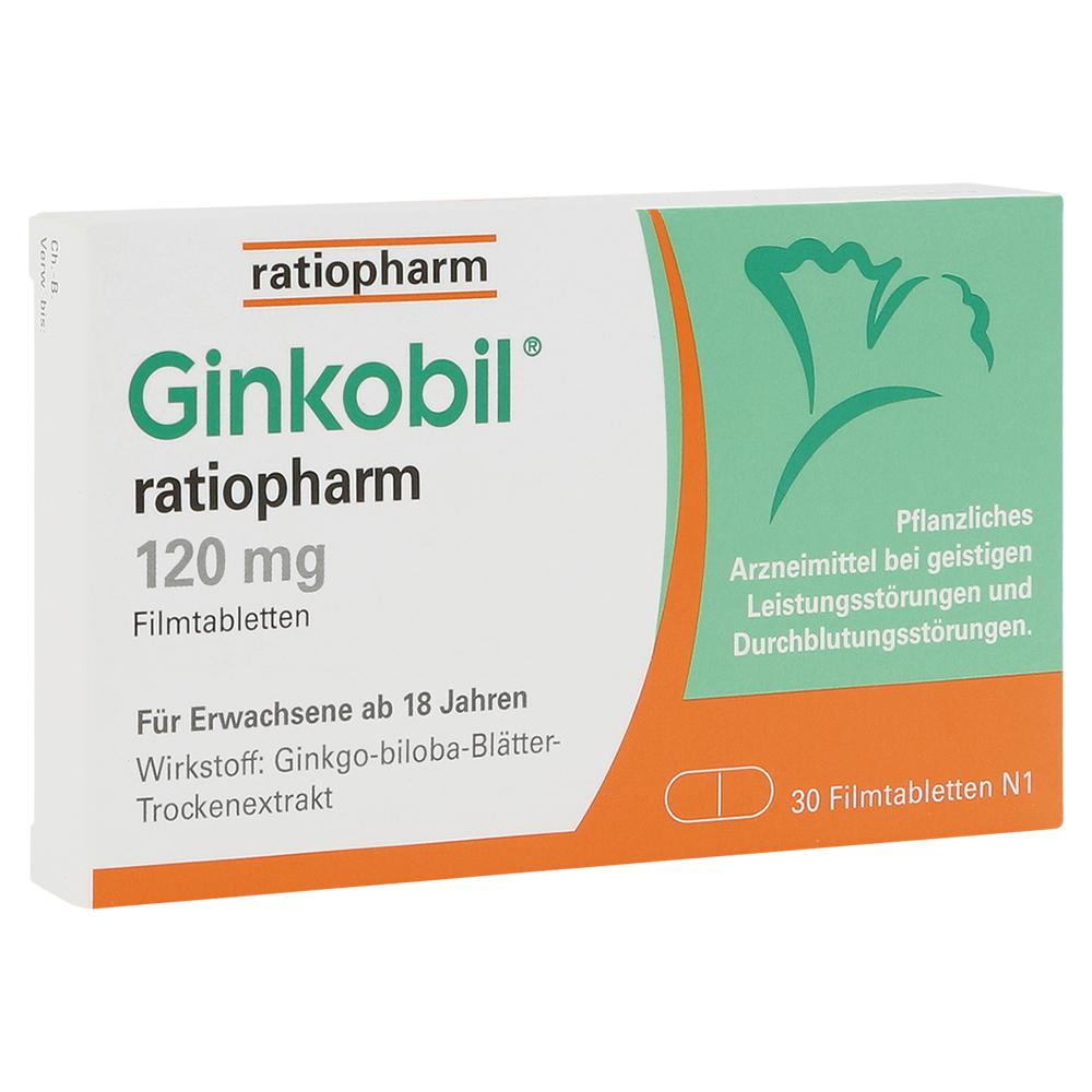 Packung Ginkobil Tabletten von ratiopharm zur Unterstützung der geistigen Leistungsfähigkeit.