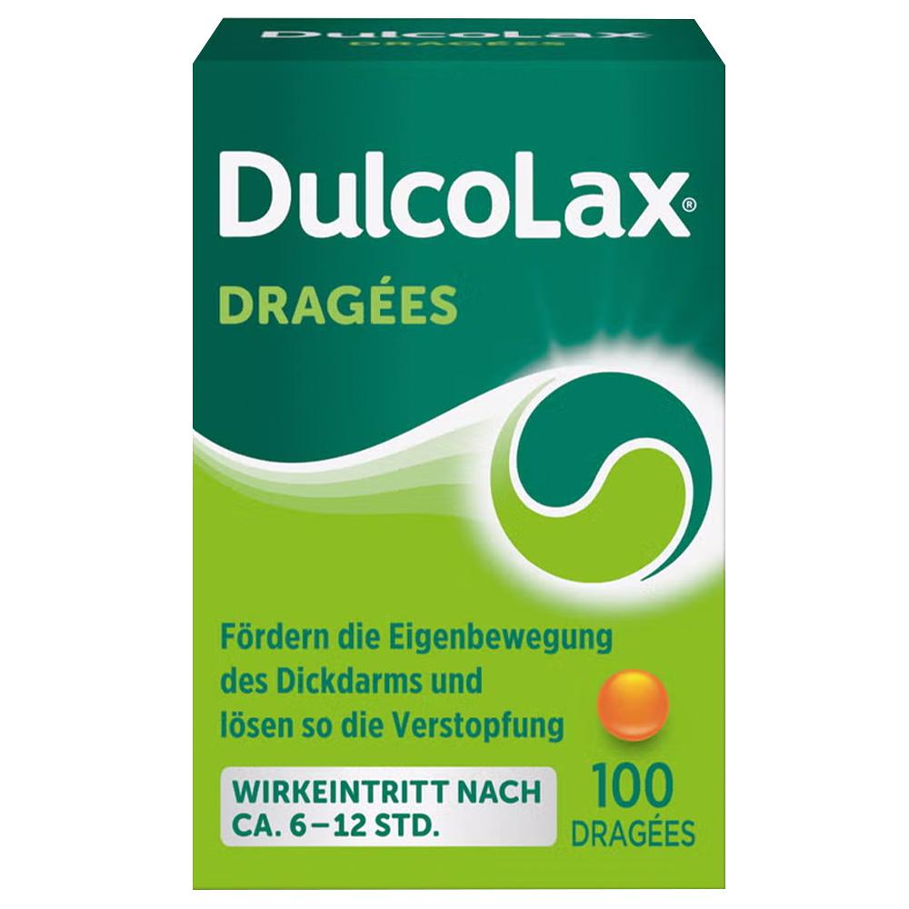 Grüne Schachtel von Dulcolax Dragées für eine bessere Darmbewegung.
