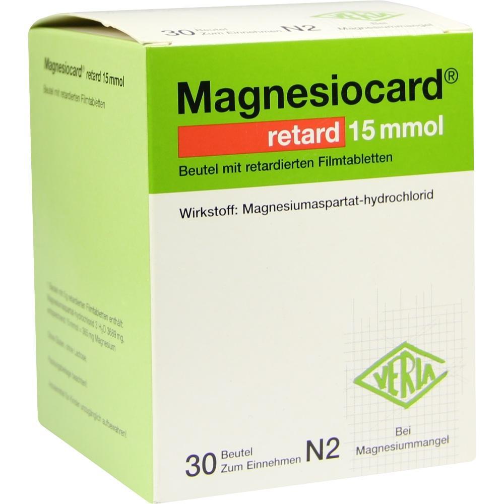 Gr&uuml;ne und wei&szlig;e Medikamentenbox von Magnesiocard gegen Magnesiummangel.