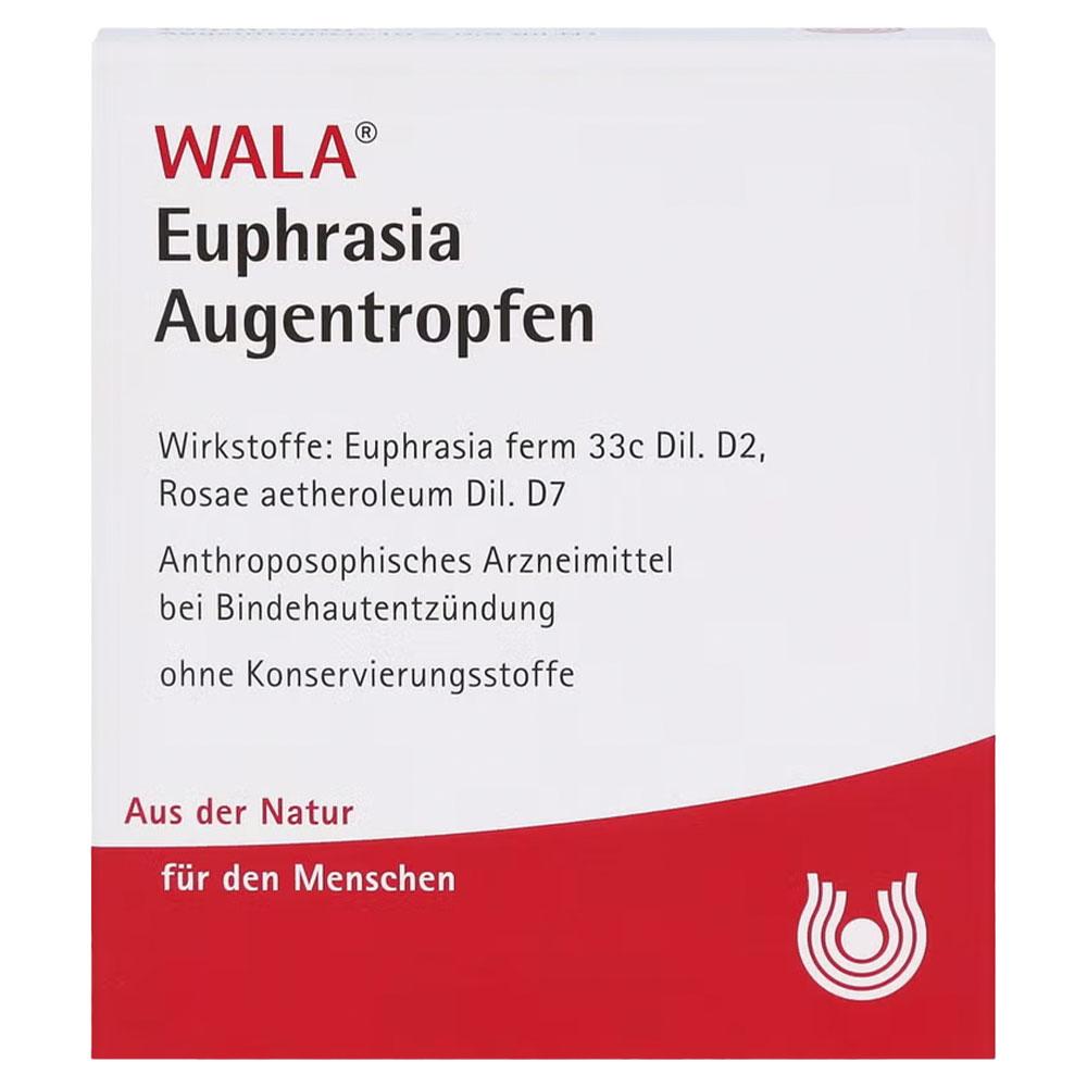 Verpackung von Euphrasia Augentropfen ohne Konservierungsstoffe gegen Bindehautentzündung.