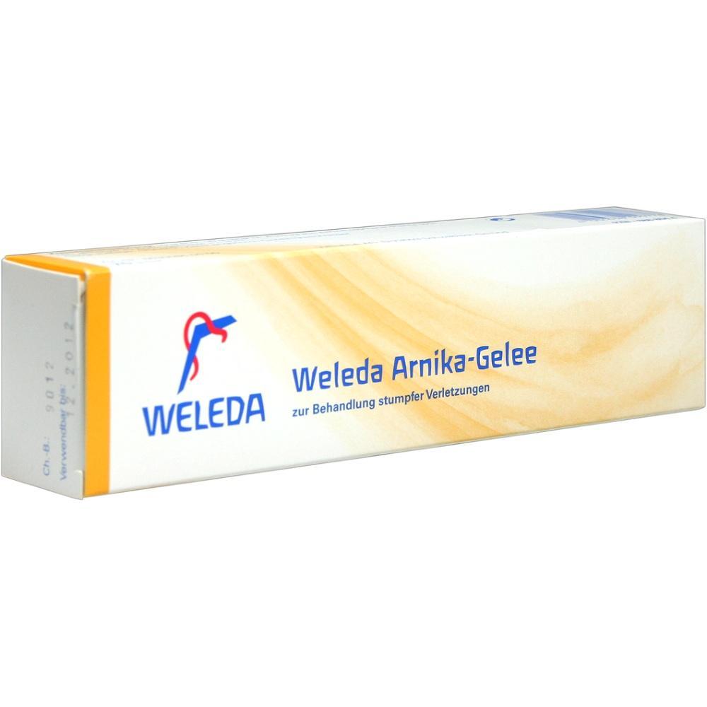 Eine Packung Weleda Arnika-Gelee zur Behandlung von Verletzungen.