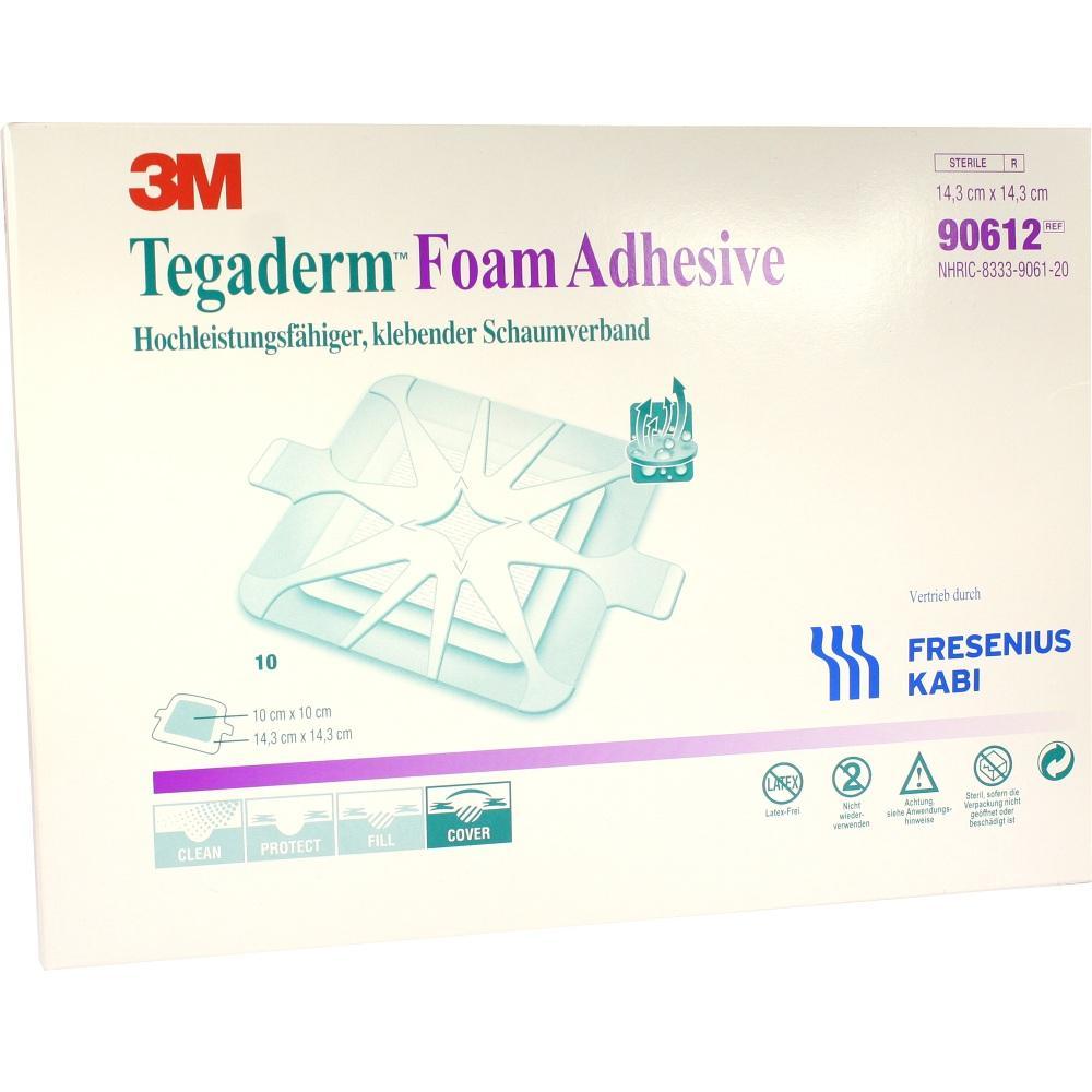 Verpackung eines klebenden Schaumverbandes von Tegaderm mit 3M-Logo.